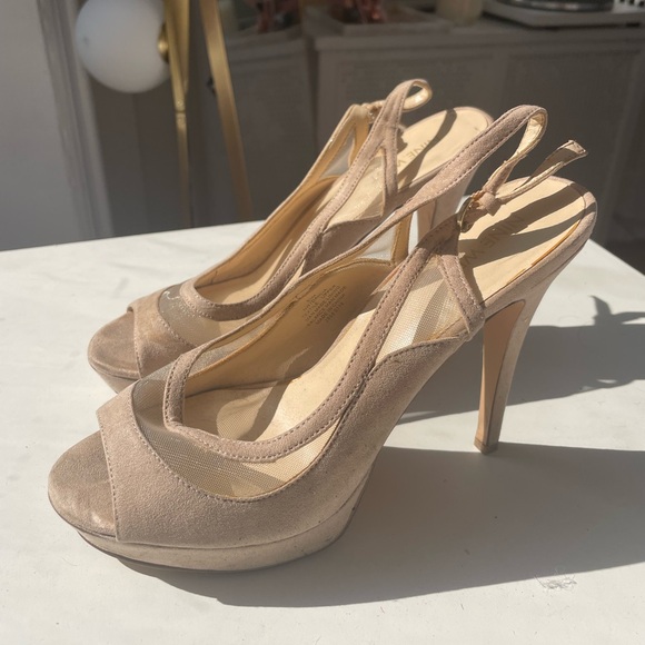 Nine West Nude Faux Suede Mesh Slingback
Stiletto Heels Size 8 1/2 - Picture 1 of 6